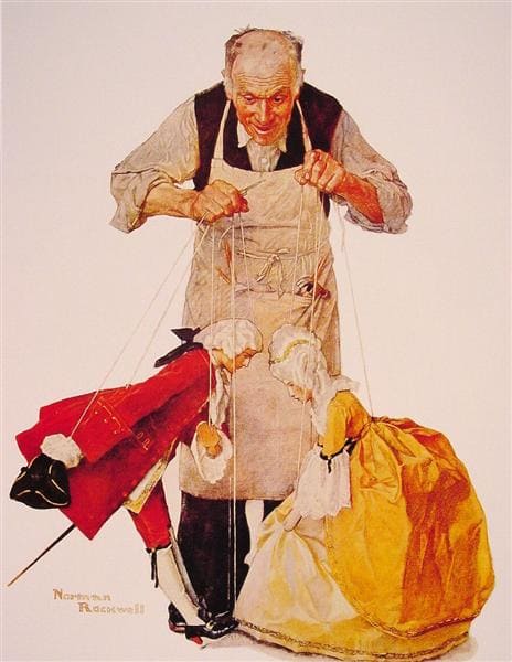Norman Rockwell, The puppeteer (1932) Le dieci regole di Chomsky: una guida contro la manipolazione finanziaria